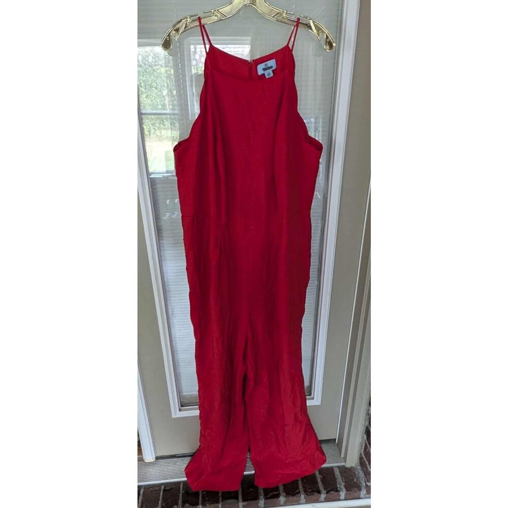 CeCe Red Sleeveless Jumpsuit Pockets Plus Size 18W Business Work Casual